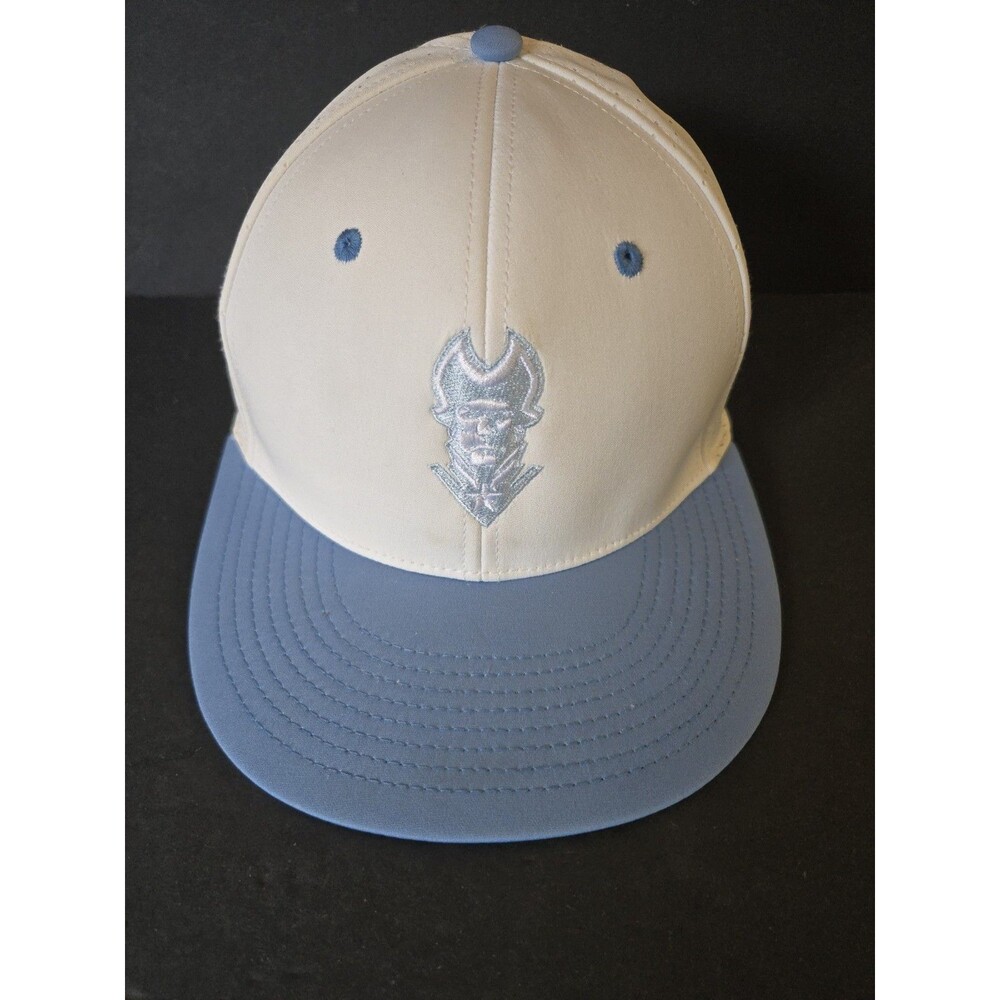 The Game Men's Fitted Small Baseball Cap White And Light Blue Pirate